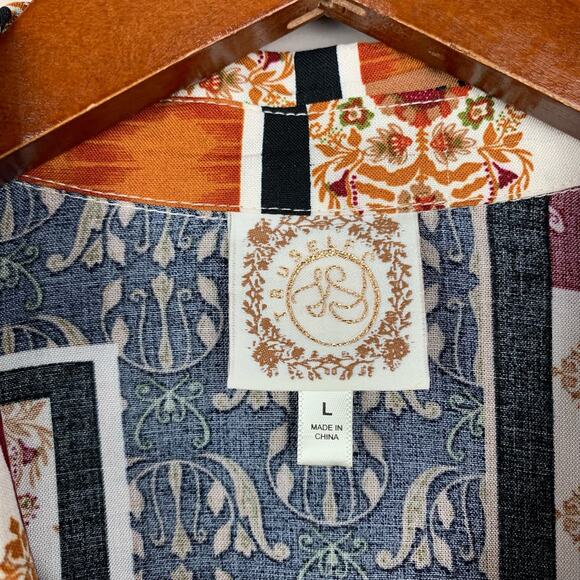 Tru Self Shirt Blouse Top Mixed Patterns Button Front Women’s L - Picture 3 of 9